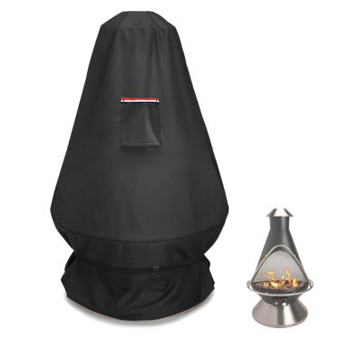 Imagem de Chimenea Capa de aquecedor de fogueira a propano 600D à prova d'água, 78,7 cm C x 78,7 cm C x 122 cm A, preta.
