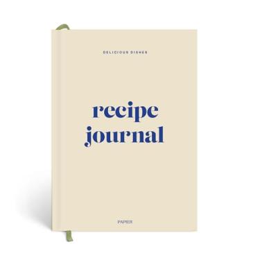 Imagem de Papier A5 Diário de receitas de capa dura - creme | Receita de comida de capa dura, diário de culinária e jantar | diário preserva as tradições da família, espaço para classificações de refeições,