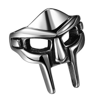 Imagem de Rofusn Anéis de capacete de máscara espartana de aço inoxidável, capacete de gladiador romano máscara facial MF Doom Viking anel banda, Aço inoxidável, outro
