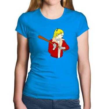 Imagem de Baby Look Algodão Baseball Girl - Foca na Moda, Azul, GGG