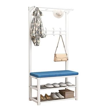 Imagem de Cabideiro Banco de sapatos com prateleira de armazenamento, cabideiro, economia de espaço com almofada de esponja e almofada de pé antiderrapante para quarto, corredor, sala de estar, 60/80/100 cm