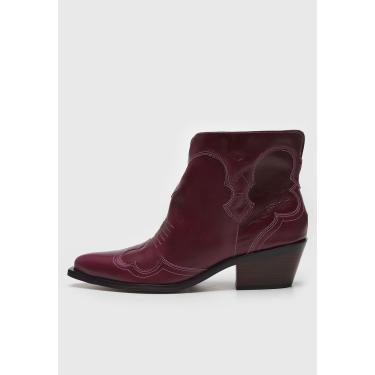 Imagem de Bota Western Luiza Barcelos Cano Curto Bordô Luiza Barcelos 13270012 feminino