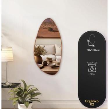 Imagem de Espelho Decorativo Orgânico 02 Com Moldura Lâmina De Madeira - Liz Dec