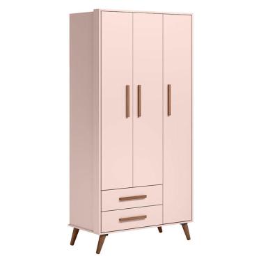 Imagem de Berço Americano 3820 e Guarda Roupa Roupa 3830 Q Encanto Retrô Rosa - Qmovi