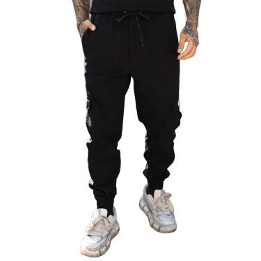 Imagem de Calça Jogger com Punho Slim Sarja com Elastico Ajustavel Streetwear Masculino Feminino Preto-Masculino