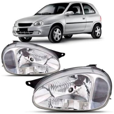 Imagem de Par Farol Corsa 2000 2001 2002 Carcaça Cinza Cromado - SP ACESSÓRIOS