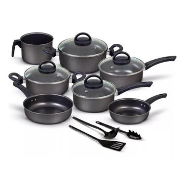 Imagem de Conjunto de panelas 10 peças antiaderente - DITALIA, Preto