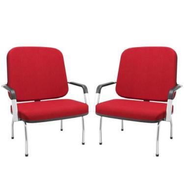 Imagem de Kit 02 Cadeiras de Escritório Recepção com Braço Fixa Cromada Magno P0