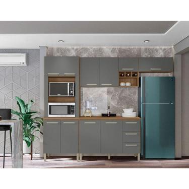 Imagem de Cozinha Modulada Ambiente Ametista Composição 5 Freijó Gris - Kits Paraná