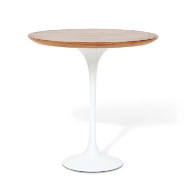 Imagem de Mesa Lateral Tulipa Saarinen Redonda 51 Cm - Imbuia Base Branca