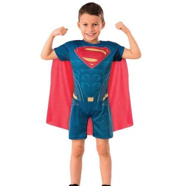 Imagem de Fantasia Super Homem Infantil Liga Da Justiça Curta Com Capa Tamanho G