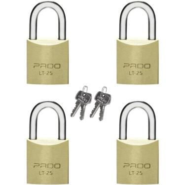 Imagem de Kit 4 Cadeados Pado Com Chaves Iguais 25mm