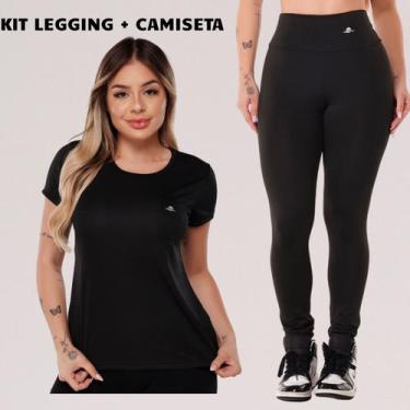 Imagem de Kit Calça Legging e Camiseta Feminina Dry Academia Treino - RR Da Silv