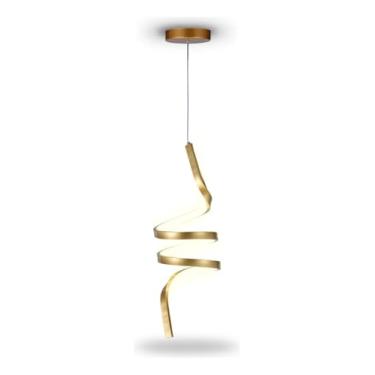 Imagem de Lustre Pendente Espiral Em Led Worm Para Cabeceira De Cama Cor Preto ou Dourado 90/220V (Dourado)