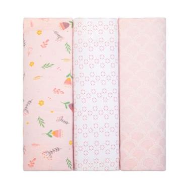 Imagem de Kit com 3 Cueiros Flanelados para Bebê 80x80 cm – 100% Algodão – Tecido Suave e Antialérgico – Enxoval Recém-Nascido – Era Uma Vez (Tulipa)