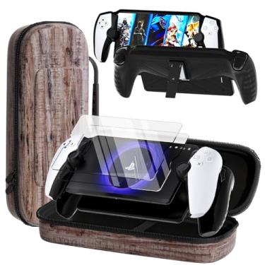 Imagem de QUAGGY 3-in-1 Accessoris Kit Compatible with Playstation Portal, EVA Carrying Case for PS Portal with Black Protective Cover, 2 Pack Screen Protectors(Wood bag)