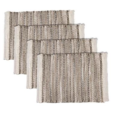 Imagem de Hausattire Jogo americano de mesa de tecido, conjunto com 4 - verde oliva, juta, boêmio, tapetes de mesa para decoração de jantar de cozinha | Jogo americano de jantar de fazenda resistente ao calor