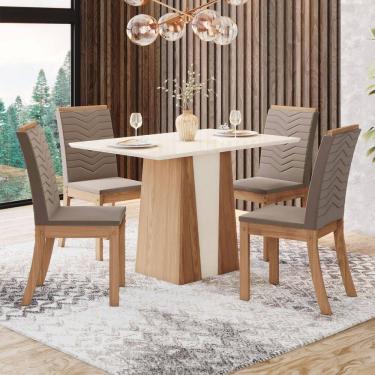 Imagem de Mesa de Jantar 4 Lugares Lavínia Natural/Off White/Bege - Pnr Móveis