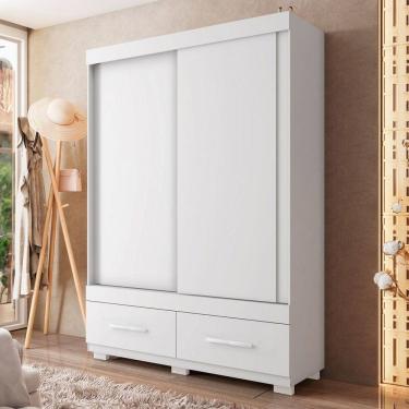 Imagem de Guarda-Roupa Solteiro Dali 2 Portas 2 Gavetas Branco - Pnr Móveis