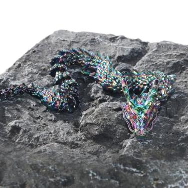 Imagem de LIYAOLI Large Metal 3D Printed Articulated Chinese Dragon Figurine Statue Bookshelf Decor 15 Inch Three Color Flexible Joints Luck Dragon for Home Office Desk Decoration