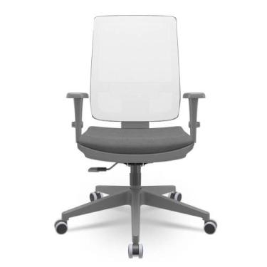 Imagem de Cadeira Brizza Diretor Grafite Tela Branca Assento Poliester Cinza Bas