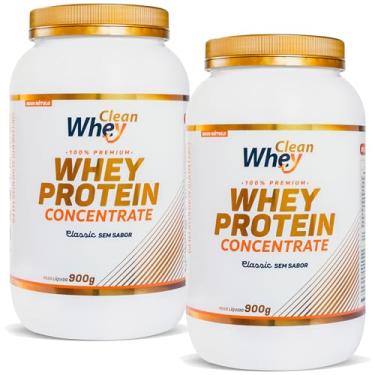 Imagem de Clean Whey Concentrate Classic 900g - 100% Whey Protein Concentrado (2 Potes 900g, Classic Sem Sabor 900g)