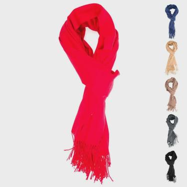 Imagem de Cachecol Adulto echarpe feminino de trico de croche de malha cinto de pelúcia de cor sólida quente e confortável borlas várias cores