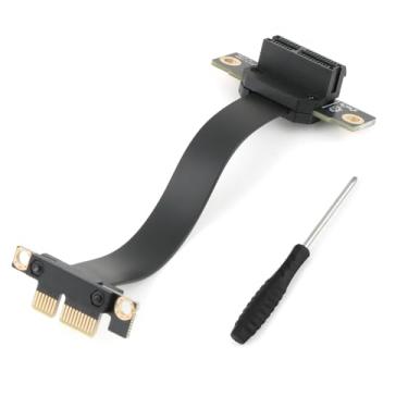 Imagem de Cabo Riser PCI-E 3.0 Cabo de extensão PCIe para gráficos X1 a X1/M a F/90° a 90° para M.2/WiFi/rede/USB/placas de som PCIe 3.0 X1 Cabo Riser Acessórios Peças de Reparação (100 mm)