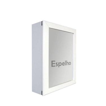 Imagem de Armário Aéreo Banheiro Com Espelho Espelheira Branco Laca - FORMALIVRE