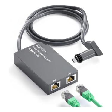 Imagem de Adaptador Ethernet Starlink V2 2 Portas RJ45 1000 Mbps Alta Velocidade Conexão Rápida Plug Play Rede Mesh Switch Gigabit PC Notebook Smart TV Cabo LAN Athenix