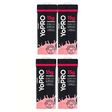 Imagem de Kit 4 YoPRO Bebida Láctea UHT Morango 15g de proteínas 250ml