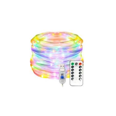 Imagem de Mangueira LED para luzes de Natal multicolorida de 10 metros com contr