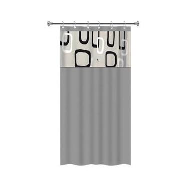 Imagem de Cortina Box 1,80x2,00m Com Ganchos Pvc Antimofo Cores e Estampas Variadas (Ibiza Cinza)