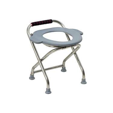 Imagem de Cadeira dobrável de cabeceira assento de vaso sanitário portátil, compacto e leve para uso interno e externo Cadeira de aço inoxidável durável e conveniente para acampamento alternativa de banheiro