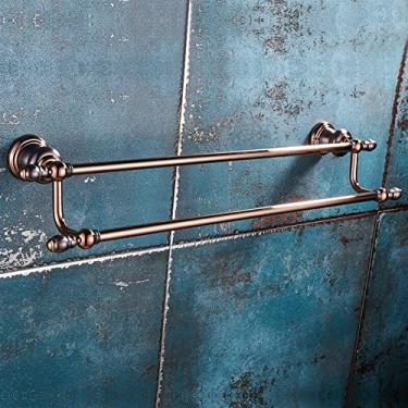 Imagem de Kit de acessórios de banho conjunto de ferragens de banheiro marrom bronze rosa ouro, barra de toalha, suporte de toalha, rack de armazenamento de vidro, kit de acessórios de banho montado na parede