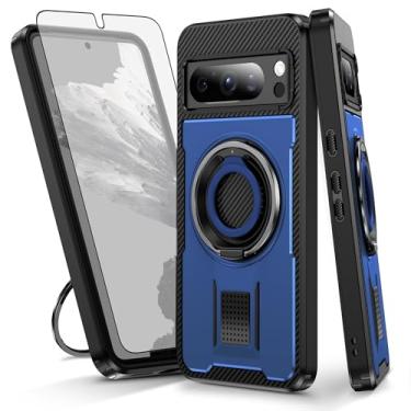 Imagem de Asuwish Capa de celular para Google Pixel 8 Pro 5G com protetor de tela de vidro temperado e suporte de anel à prova de choque com suporte protetor de celular acessórios para celular Pixel8Pro Pixel8