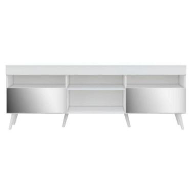 Imagem de Rack Retrô Com Espelho Para Até 65 Com 2 Portas Branco - MULTIMOVEIS