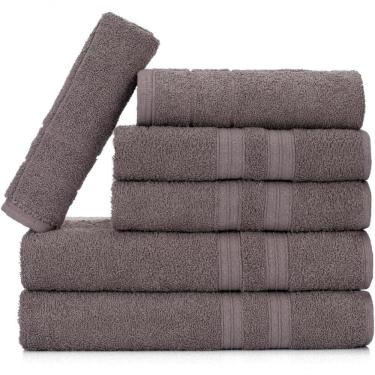 Imagem de Jogo De Toalhas Gigante Itália Soft 2 Banhão + 2 Rosto + 2 Tapete Luxo 100% Algodão Cinza