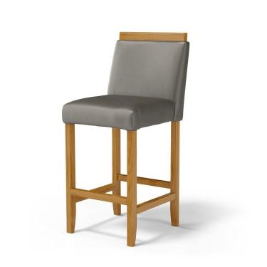 Imagem de Banqueta Eloá Madeira Maciça Assento Estofado Para Bancada Veludo Chumbo 109