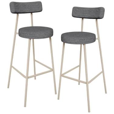 Imagem de Kit 02 Banquetas Alta Bar Cozinha Sala De Jantar Aço Milão Arena L02 L
