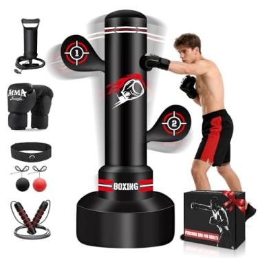 Imagem de Saco de pancadas independente pesado para adultos, saco de pancadas em pé de 177 cm, bolsa de boxe com luvas de boxe, bomba, corda de pular e bola reflexa, bolsas de kickboxing para mulheres e homens
