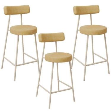 Imagem de Kit 03 Banquetas Baixa Cozinha Sala Jantar Bancada Milão Arena L02 mat