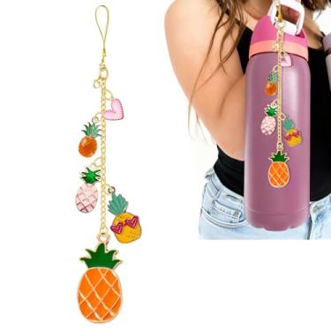 Imagem de Z-synka Alça de alça e pingente para garrafa de água Owala 680 g, 946 ml, 1,134 g, para acessórios Owala e Stanley Cup Accessories (abacaxi)