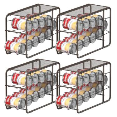 Imagem de MOOACE Pacote com 4 organizadores de latas para despensa, rack empilhável de dispensador de latas de refrigerante, organizador de despensa, suporte de armazenamento de alimentos enlatados para armário