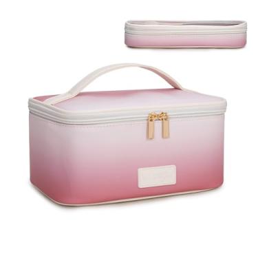 Imagem de Montana West X Wrangler Bolsa de maquiagem de viagem, conjunto de 2 peças, grande bolsa de cosméticos com suporte de pincel de maquiagem, portátil, organizador de maquiagem, bolsa de higiene pessoal