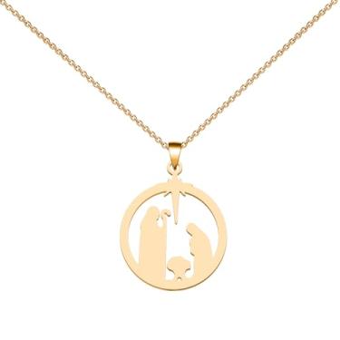 Imagem de LQRI Colar de oração de Jesus Cristo, estrela de anjo, joia religiosa cristã para homens e mulheres, presente de fé, Small, Aço inoxidável, Liga metálica.