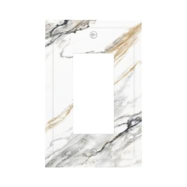 Imagem de Mármore branco cinza 1 Gang Single Rocker Light Switch Cover Placa de parede tamanho padrão placa decorativa elétrica interruptor de luz para banheiro, quarto, cozinha (plástico)