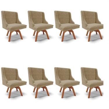 Imagem de Kit 8 Cadeiras Estofadas Giratória Para Sala De Jantar Lia Suede Marrom Rt - Ibiza