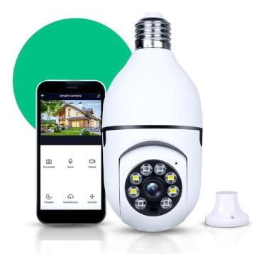 Imagem de Câmera Segurança Interna e Externa IP Lâmpada Inteligente WiFi Full HD 1080p com Visão Noturna Infravermelho Bivolt, Detecção de Movimento, Áudio Bidirecional, Prova D'água Giratória