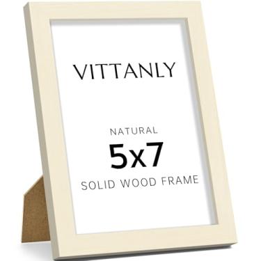 Imagem de Vittanly Porta-retrato 12 x 18 cm, moldura de madeira maciça com acrílico, inclui tapete de 10 x 15 cm, pendurar na parede ou mesa para decoração de casa, branco, 1 pacote